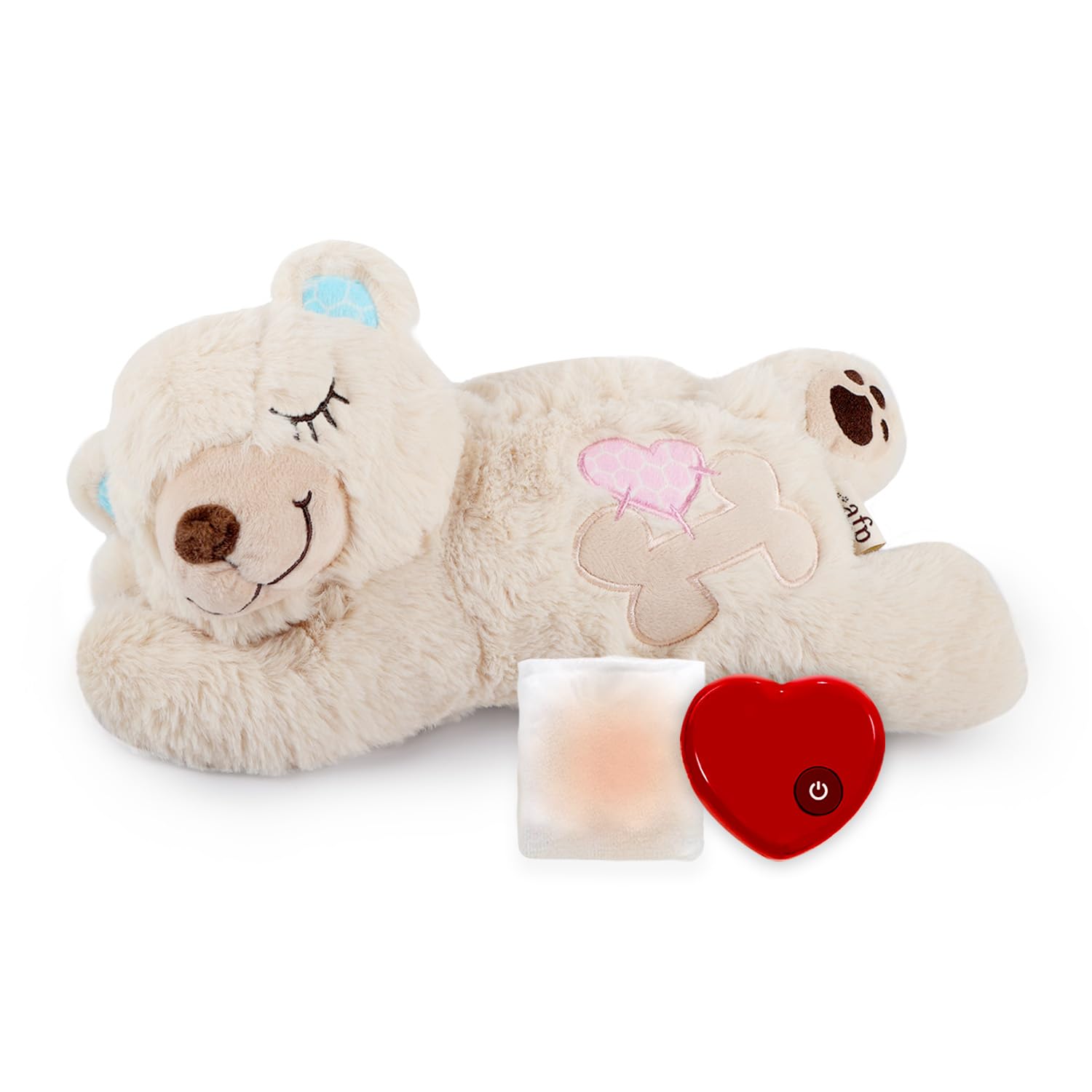 ALL FOR PAWS Dog Heartbeat Toy, Sleep Aid Warm Comfort Plush Toys for Small Dogs (Beige Bear with Heartbeat and Warm Bag)