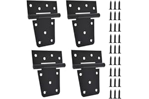TamBee Black Gate Hinges Shed Hinges Heavy Duty Gate Hinges for Wooden Fences Barn Door Hinges for Wood Outdoor 3.5inch with Screws (Pack of 4)
