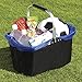 Marbrasse Collapsible Market Basket, Reusable Grocery Shopping Bag, Picnic Tote with Strong Aluminum Frame and Handles, Reinforced Bottom, Durable Polyester Fabric and Drawstring Closure