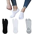 3 Pairs Men Boy Cotton No Show Liner Low Cut Boat V Socks Sandal Split Two Toe Tabi Flip Flops Socks