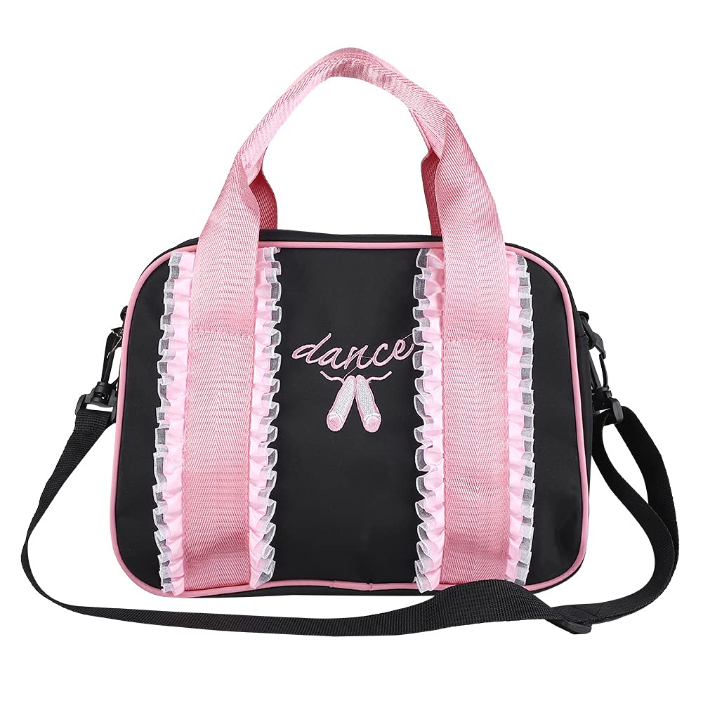Tbest Dance Shoulder Bag,Ballet Bag Hnadbag Shouler Ballet Bag Girls Ballet Dance Kids handbag Single Shoulder Sports Zipper Bag for Kids (12 Black)
