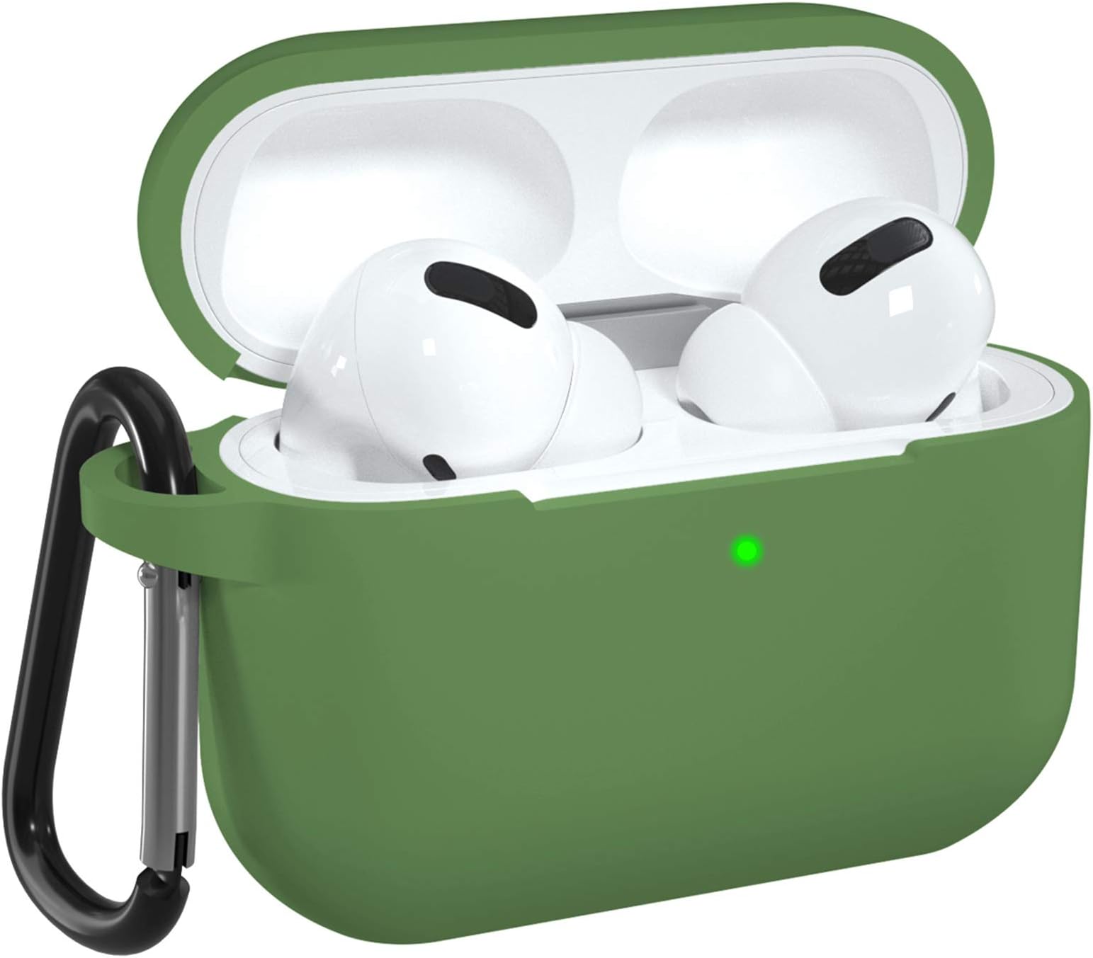DGege AirPod Pro Case Olive Green Compatible with Apple AirPods Pro, Soft Silicone AirPods Skin for Women Men Protective Cases Cover for AirPods Pro with Keychain (Front LED Visible)