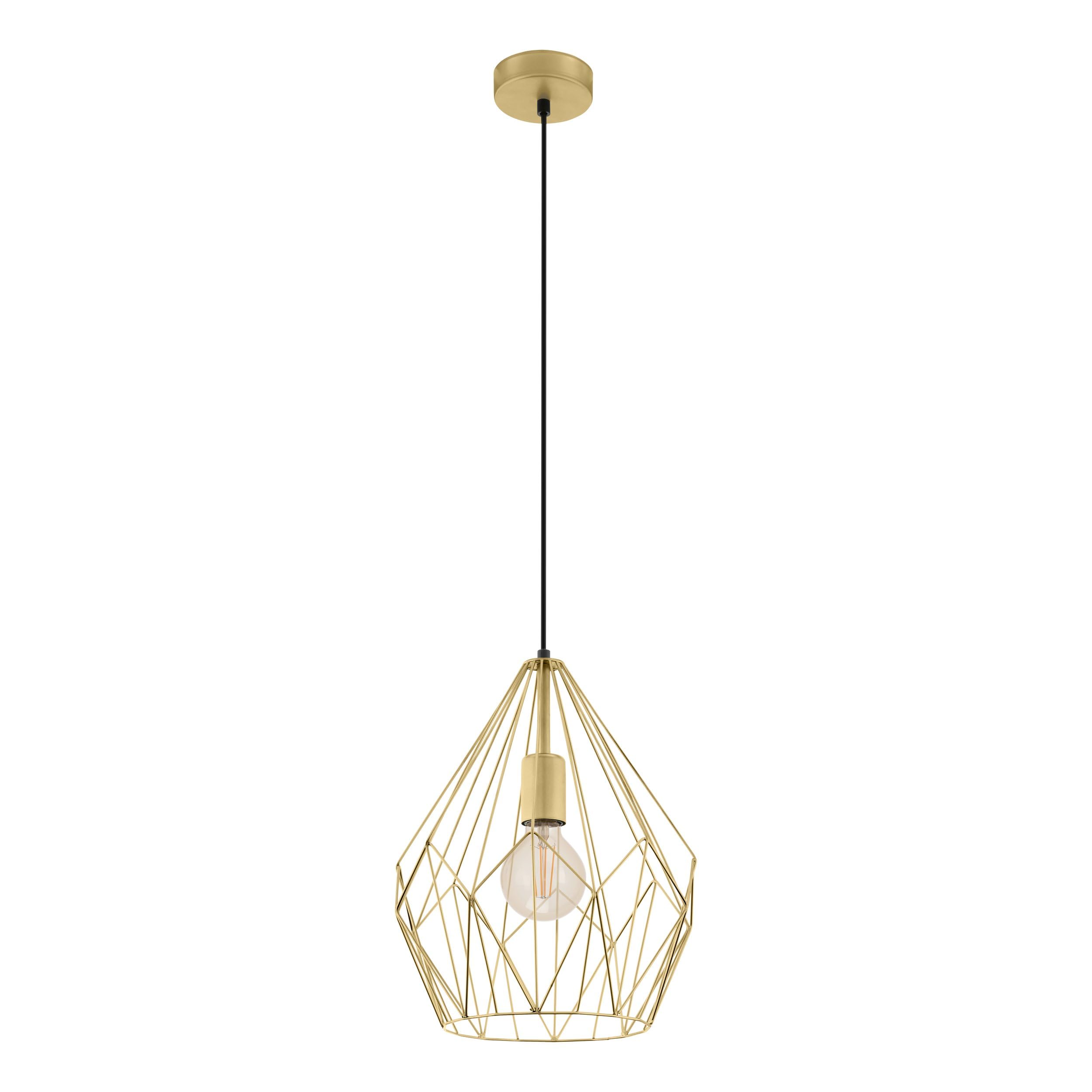 Eglo Carlton Vintage Pendant Light, Retro Gold Steel Hanging lamp, E27 Socket