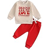 Nokpsedcb Baby Boy Girl Cute Letter Embroidery Long Sleeve Sweatshirt and Elastic Long Pants Toddler Valentine Outfits