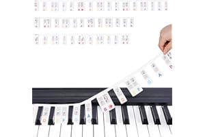 APVOK Removable Piano Keyboard Note Labels,Piano Notes Guide for Beginner,88 Key Full Size Silicone Piano Keyboard Stickers,Reusable,No Need Sticker, for Piano Learning (Colorful)