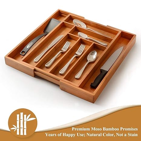 Amazon Com Jian C Bamboo Expandable Kitchen Drawer Organizer