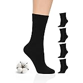 Hugh Ugoli Women's Cotton Crew Socks, Soft, Regular Fit, Plain Color Casual Socks for Trouser, Shoe Size 6 to 12, 4-8 Pairs
