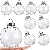 8PCS Hanging Clear Plastic Fillable Ornaments Balls,3.15 Inch DIY Christmas Decorative Ball, Fillable Plastic Decorative Ball for Christmas, Halloween, Birthday, Wedding Decor (80mm)