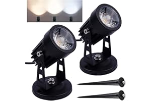 Bonlux LED Spot Lights Indoor Uplighting, Plug-in Mini Spotlight for Accent Lighting, Tracing Lighting, Artwork Lighting, Floor Plant Spotlight, 3 Color Temperature, Stepless Dimming, 2Pack