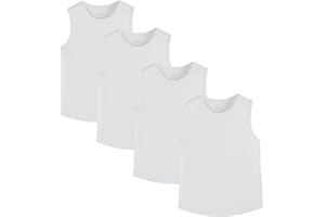 Juephe 4 Pack Boys/Kids/Teens Quick Dry Tank Tops Mesh Moisture Wicking Athletic Performance Sleeveless Shirts(Age 4-18Y)