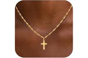 Fezodo Cross Necklace for Women Trendy - Dainty 18K Real Gold Plated Minimalist Cross Necklace Non Tarnish Waterproof Trendy Cute Simple Small Necklaces Easter Christian Religious Faith Jewelry Gifts