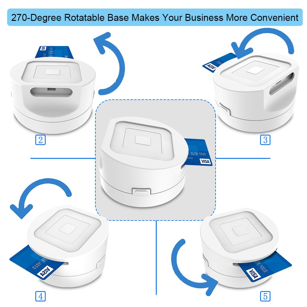 Dock for Square Reader - Compatible with 1st and 2nd Generation Square Reader, Elegant White Case, Anti-Sleep Feature, Includes 1.5m Cable - Stylish and Functional, White.