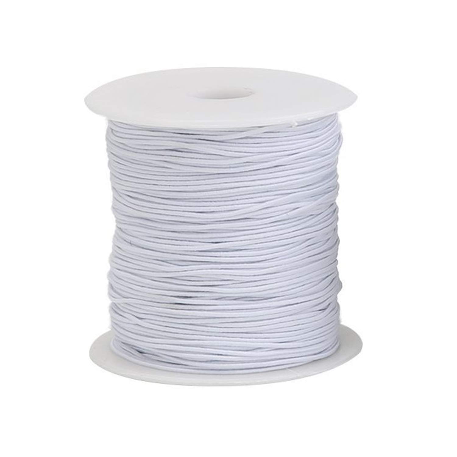 Trimming Shop 1mm x 100m/328 ft Elastic Cord Bracelet String Elastic Beading String Cord, Elastic Braided Thread String Cord for DIY Jewellery Craft Bracelet Necklaces Making, White