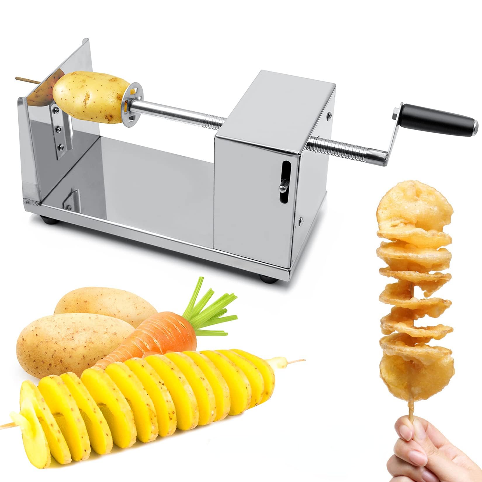 Manual Stainless Steel Twisted Potato Slicer,spiralizer for Vegetables,Hand Crank Manual Spiral Potato Twisters Vegetable Cutter Slicing Tool Kitchen Utensil