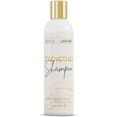 BASK &amp; LATHER Strengthen Shampoo for Curly Coily Textured Hair (8 Fl Oz) | Sulfate-free moisturizing shampoo for dry, curly, coily and textured hair that gently cleanses and helps remove buildup.