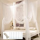 HanYun Mosquito Net for Double Bed 4 Corner Post White 2.2m x 2m x 2.5m
