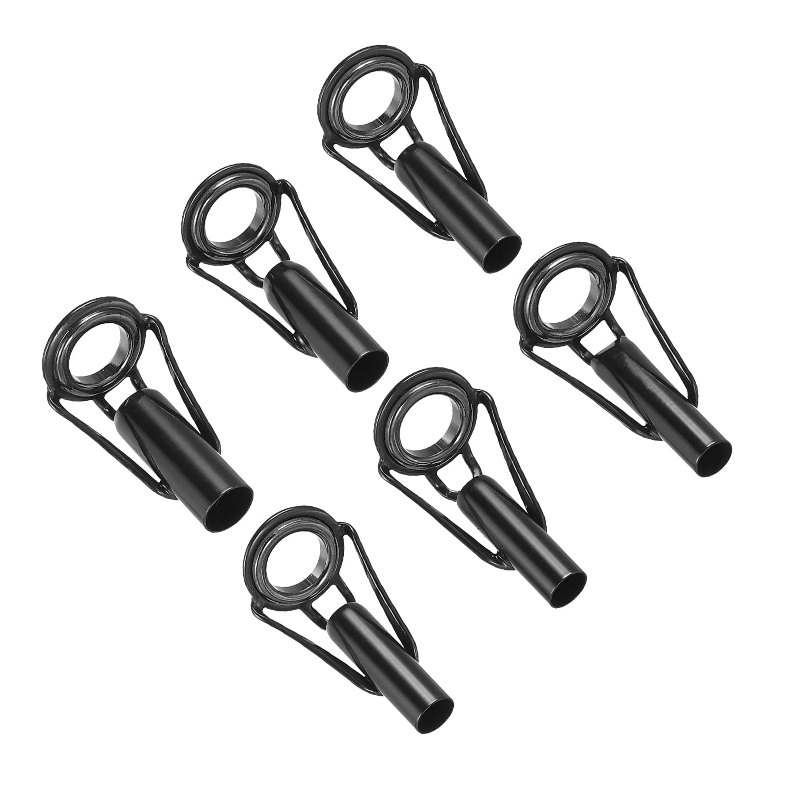 PATIKIL 4.2-5.5mm Fishing Rod Tip Repair Kit, 6pcs Stainless Steel Pole Ring Guide Replacement for Saltwater Freshwater Fishing, Black