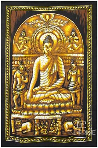 Lord Buddha Tapestry Wall Hanging Height 45.5 Inches Width 30.5 Inches Yellow, Tapestry, Wall Hanging Art, Indian Wall Tapestries, Wall Hanging Home Decor. …