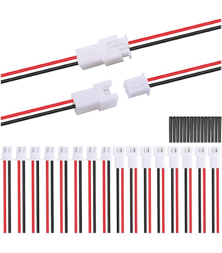 Chanzon JST SYP/RC Stekker Set – 15 Paar (10 Cm), 2-polig, 20 AWG, 2,54 Mm Afstand, Voor LED, RC Auto's, Drones En Batterij Aansluitingen