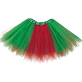 DMLBC Women's/Adults/Teens Large Multicolor Stars 4 Layered Tutu with Satin Lining Midi Running Tutu Skirt