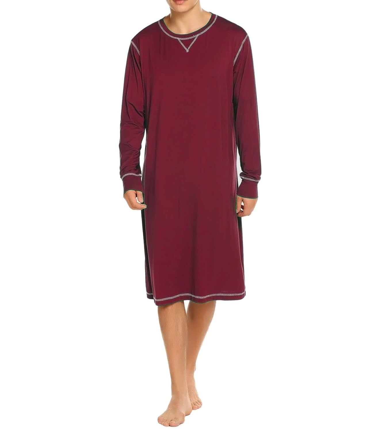 Buy Ekouaer Men's Nightshirt Soft Cotton Nightgown Comfy Long Sleeve