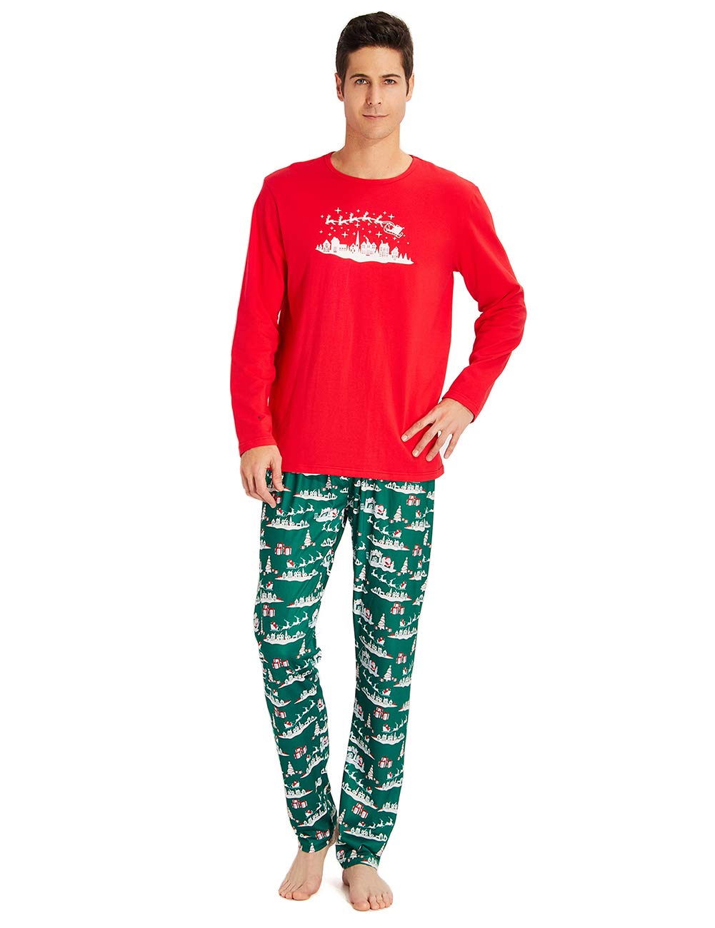 RAISERVEN Famille Assortiment Ensemble De Sapin De Noël Pyjama À Manches Longues Pyjamas Dormeuses Top Ensembles pour Papa