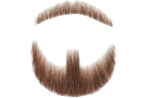 King Love Star Human Hair Fake Beard for Men Fake Face Beard and Mustache Costume Beard Realistic Beard False Facial Hair Hand Tied Lace Beards for Halloween Cosplay Costume Party (KLS-BROWN-Jay)