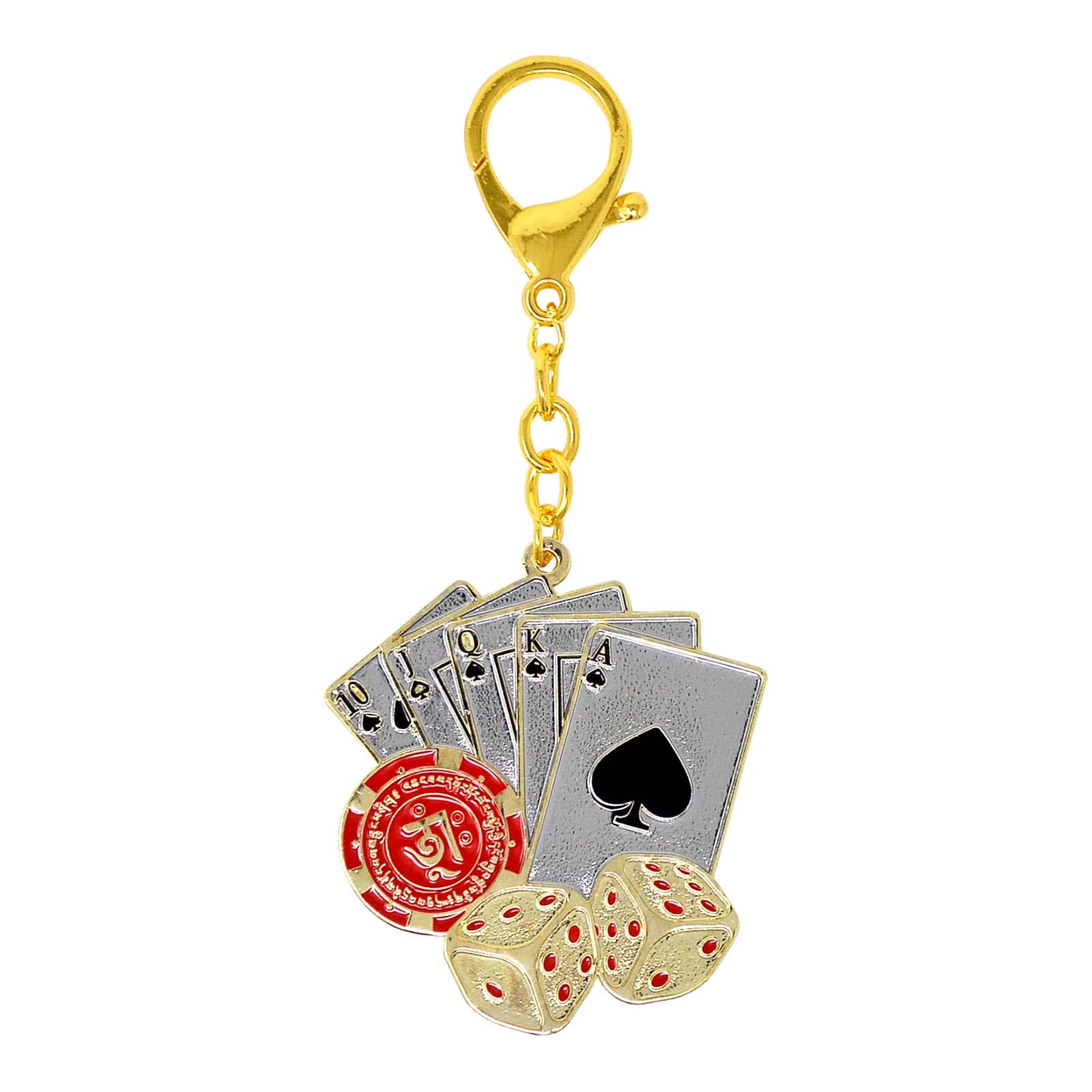 Juanxian FengShui Winning Hand Wealth keychain w Poker Dice W4940