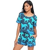 Selerdon Pajamas Set Womens 2 Piece PJ Sets Soft Short Sleeve Loungewear Sleepwear Set