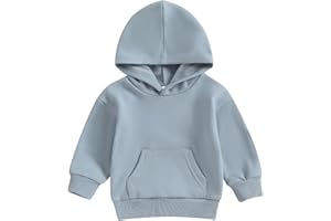 Lukivech Toddler Baby Boy Girl Hoodies Solid Color Long Sleeve Kangaroo Pocket Hooded Sweatshirt Top Fall Winter Clothes