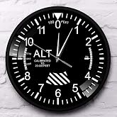 Timethink Classic Altimeter Black Aluminum Frame Wall Clock, Modern Altimeter Instrument Style Wall Clock, Pilot Air Plane Altitude Measurement Watch for Home Office School Kitchen Restaurant Decor