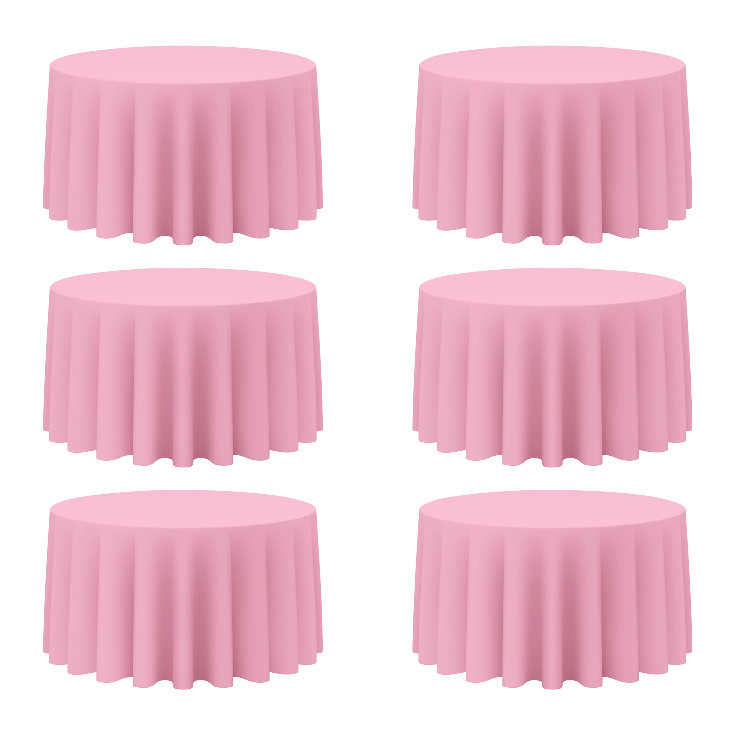 Photo 1 of BRILLMAX 6 Pack Pink Round Tablecloths 120 Inch - Circle Bulk Linen Polyester Fabric Washable Table Cloth Cover for Wedding Reception Banquet Birthday Party Buffet Restaurant