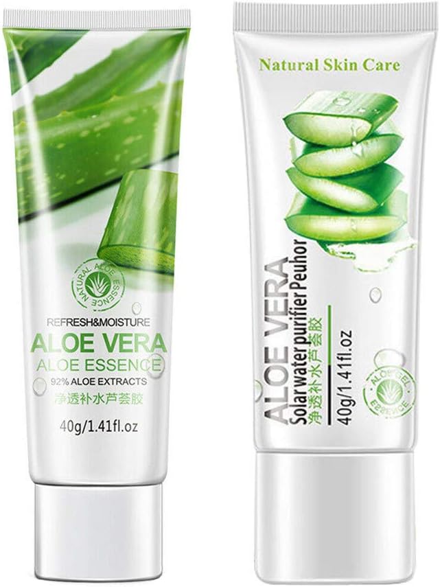 Aloe Vera Gel - Organic Aloe Vera Plant for Natural Skin Care, Pure Aloe Vera Gel Moisturizers Creams for Sunburn Relief, Aloe Gel for Face, Hair, Skin Soothing Gel for Sunburn Relief, 2pc1.41 Oz