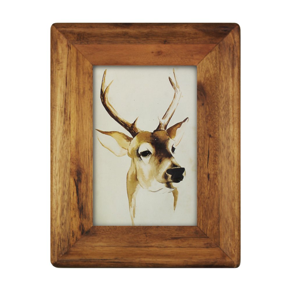 icheesday Wood Photo Frame 4x6, Standing and Wall Mounted Vintage Handmade Solid Wooden Picture Frames with Glass Cover 6 by 4 Inch