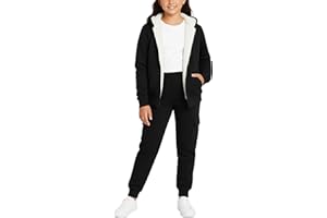 Real Love Girls Sweat Suit Set - 2 Piece Cozy Sherpa Lined Zip Up Hoodie and Cargo Jogger Sweatpants for Girls (Sizes:5-16)
