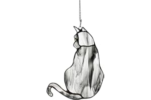 DHCGPP Tiffany Black Cat Style Stained Glass Hangers, Window Panels, Home Wall and Window Hanging Sun Catcher, Handcrafted Tiffany Enthusiast Gifts for Decoration.