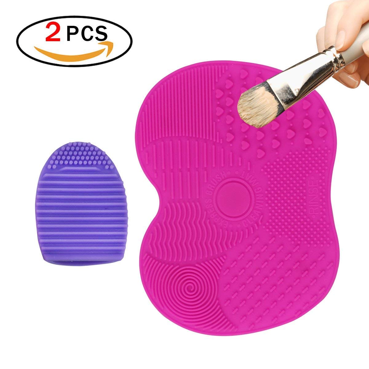 JER 2 Pack Brosse Nettoyante Pinceau en Silicone Brushegg, Outil Tapis de Nettoyage pour Pinceaux de Maquillage Nettoyeur pour Pinceaux