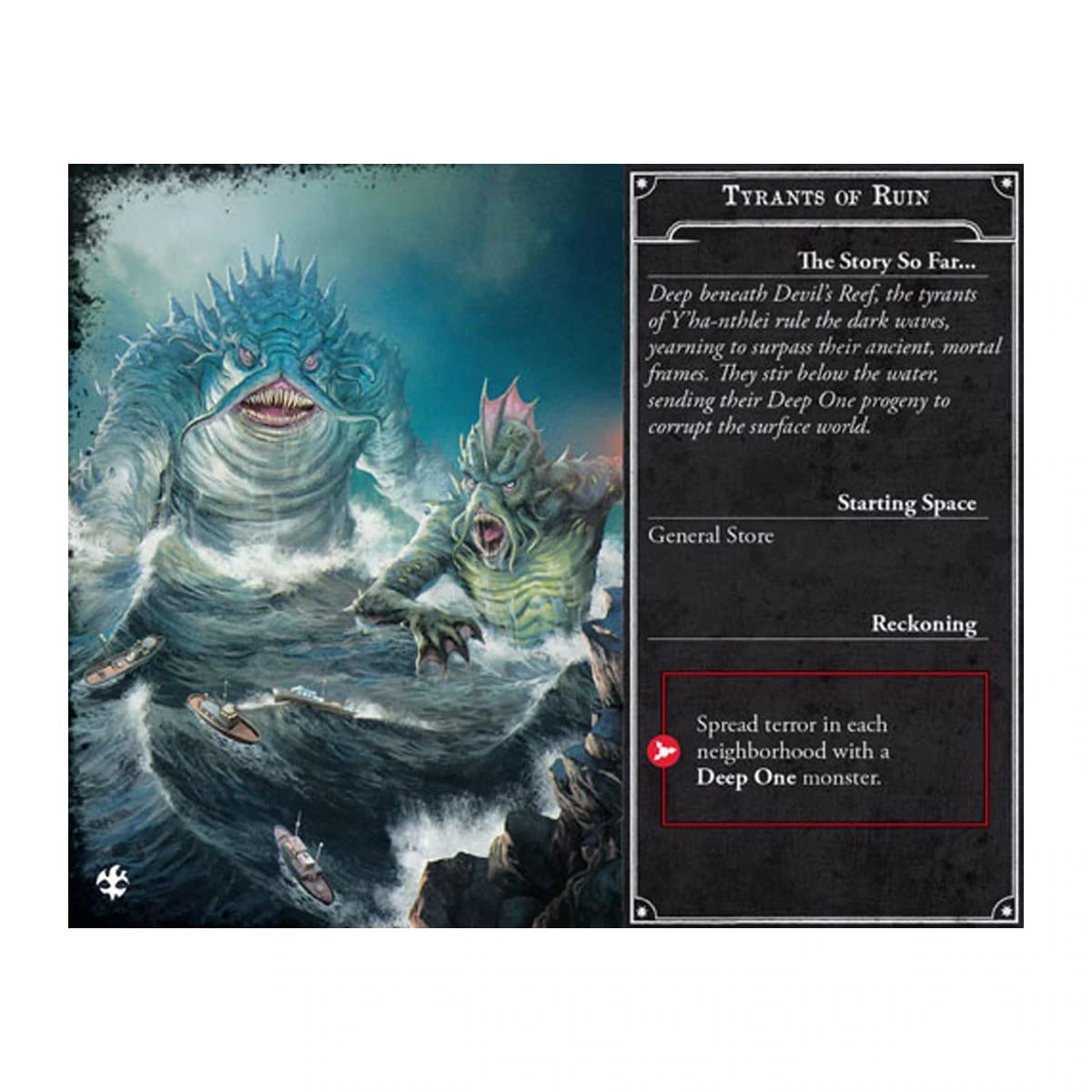 Arkham Horror Under Dark Waves Board Game Expansion - New Locations, Investigators, and Terror! Cooperative Mystery Game, Ages 14+, 1-6 Players, 2-3 Hour Playtime, Made by Fantasy Flight Games