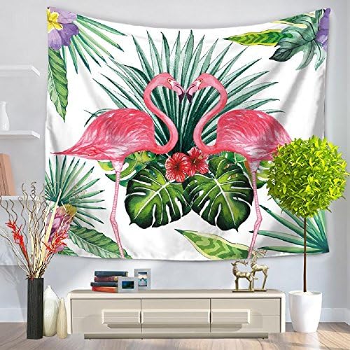 Izielad Animal Flamingo Nature Tropical Planta Banana Green Palm Leaf Animal Bird Red Flamingo Wall Hanging Tapestry