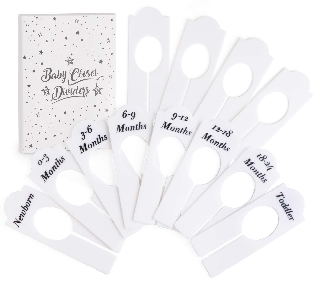 Lemonfilter12 Pack Baby Wardrobe Dividers Plastic Nursery Closet Dividers Clothing Rack Dividers for Organize Baby's Clothes (White)