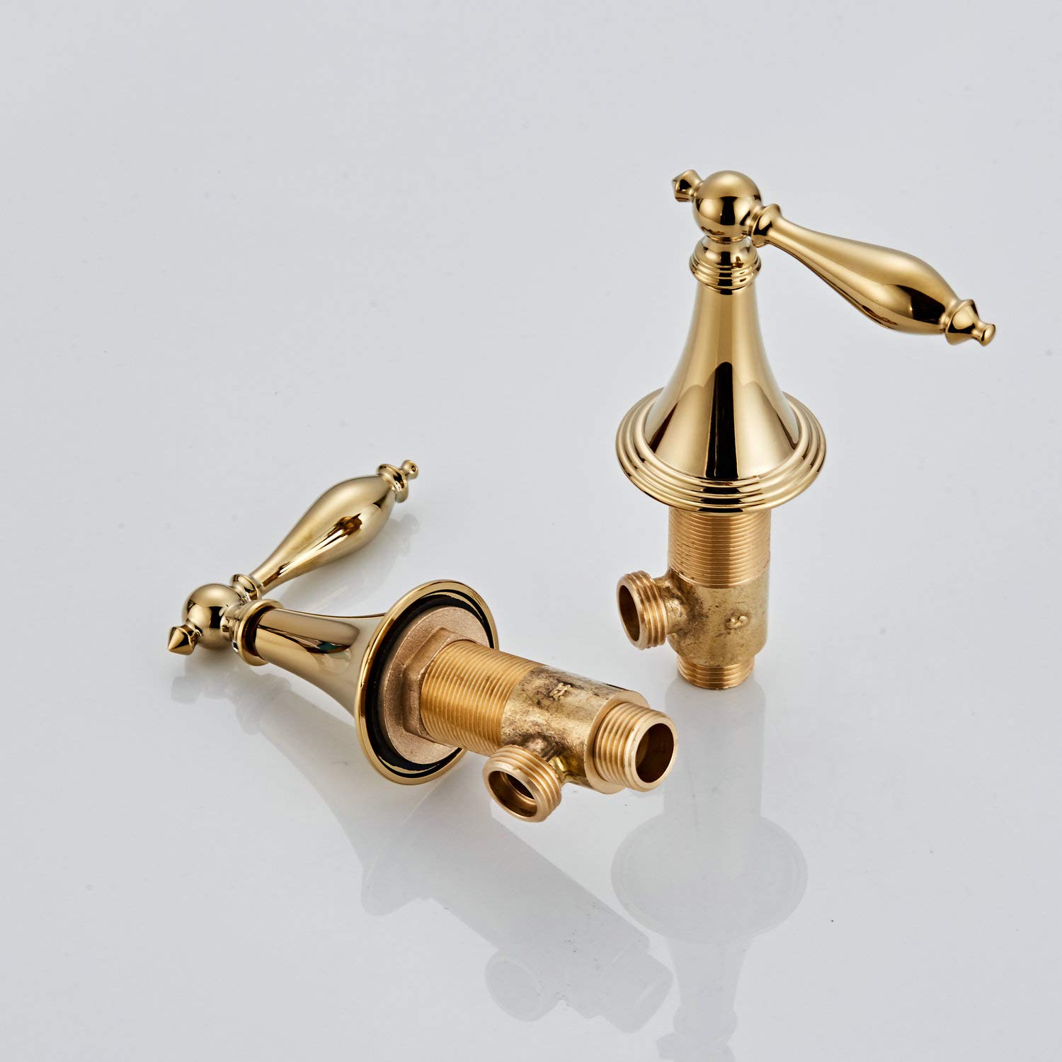 Best Gold Solid Brass Widespread Bathroom Faucet 3 Hole Two Handle Deck