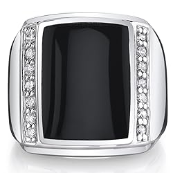 PEORA Men's Genuine Black Onyx Aston Signet Ring