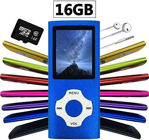 Wyne Technology Versatile &amp; Portable 16GB Mini MP3 MP4 with Micro SD Card Music Player Sound Entry Hi-Fi Media Player Video Player FM Radio E-book Viewer Photo Viewer Voice Recorder (Blue)