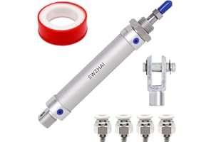 SWZHAI Air Cylinder 16mm Bore 50mm Stroke, Mini Air Pneumatic Cylinder Double Action Single Rod Pneumatic Air Cylinders with Y Connector & 4 Pcs Pneumatic Quick Fitting (MAL16x50)