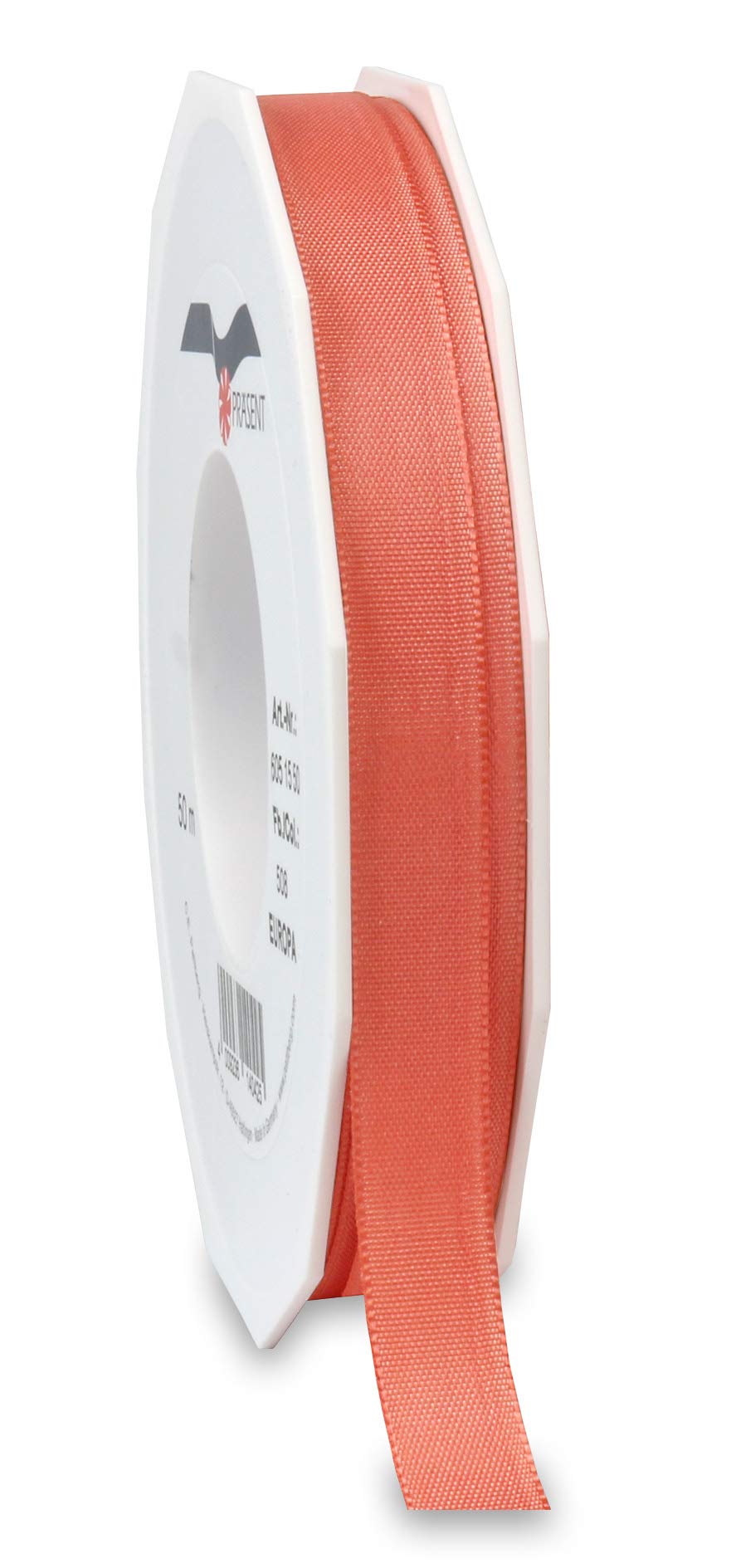Präsent - Europa Taffeta Ribbon Living Coral 15 mm Width, 50 m Length