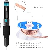 SIQUK 7pc Solder Sucker Desoldering Wick Kit Pump Braid Flux Removal Tool view 4