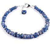 InfinityGemsArt Blue Sapphire Bracelets For Women Crystal Handmade String Raw Gemstone Rough September Birth Stone Jewelry Crystals and Healing Stones 925 Sterling Silver Chain 8 inchs