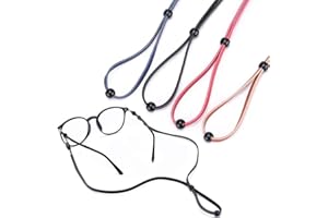 Pack of 4 Eco Leather Eyeglass Straps,Luxurious Adjustable Eyewear Retainers, Anti-slip Eyeglass Chains Lanyard, Sport Sungla
