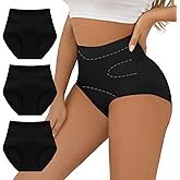 FallSweet No Show Tummy Control Underwear for Women High Waisted Panties Comfy Briefs Pack