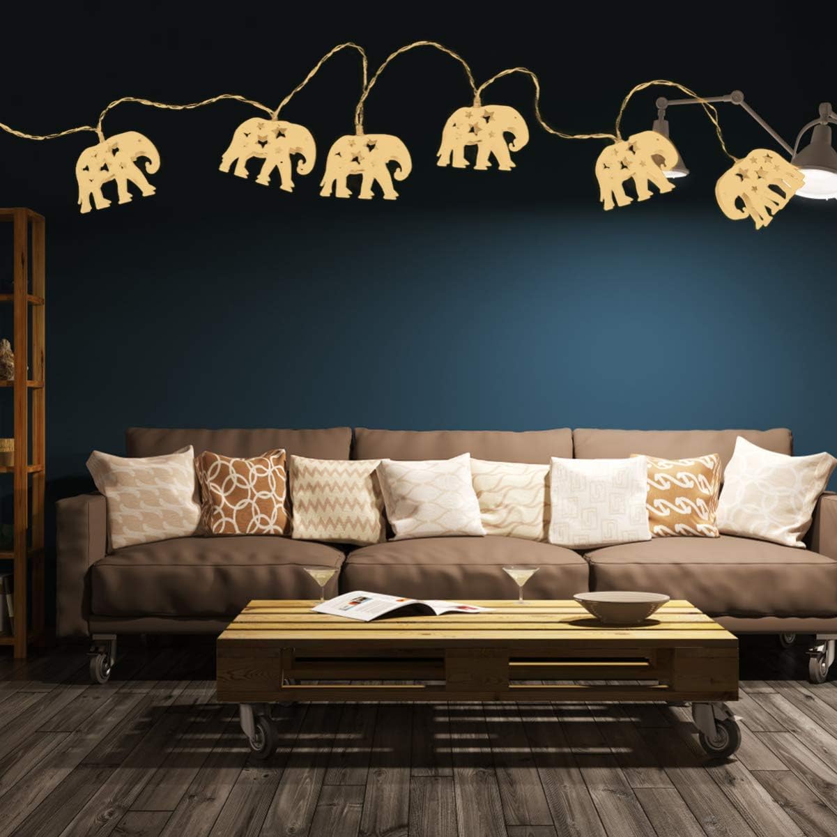 OSALADI Elephant String Lights Metal Animal Fairy Lights Battery Operated Star LED Hanging Garland Light for Wedding Birthday Bedroom Curtain Yard Garden Decoration - Image 5